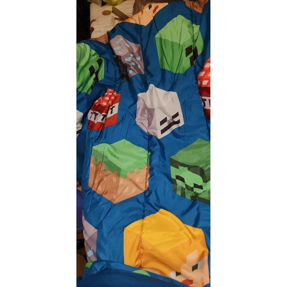Minecraft Twin Bedding Set Comforter Fitted Sheet Flat 4 Pc Pillowcase